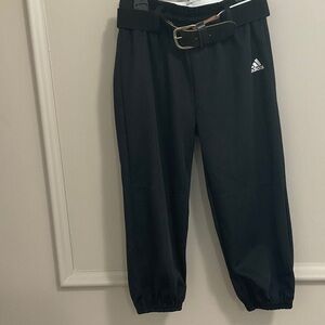 Adidas  Kids Black Elastic Cuff baseball pants with adjustable belt , size XS